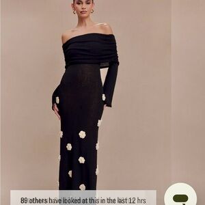 Meshki Kiki Off-Shoulder Knit Rose Black Maxi Dress